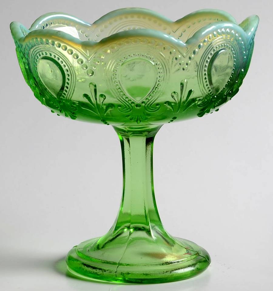 Scroll with Acanthus-Green High Open Footed Jelly by Northwood-1
