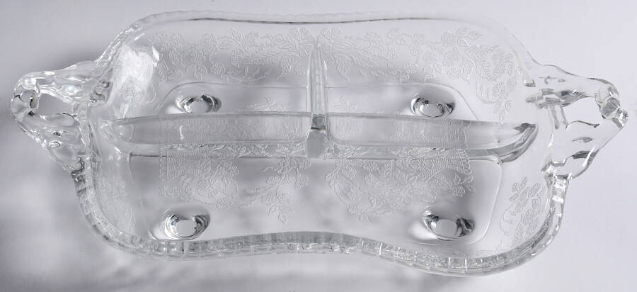 103-24-Clear 12" Oblong 3 Part Celery/Relish by New Martinsville-1