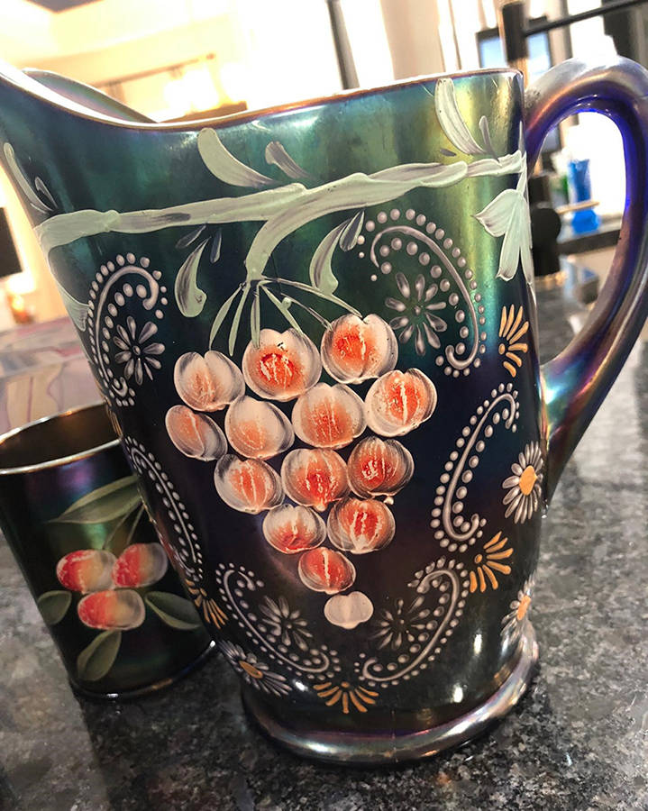 Enameled Grape Pitcher by Northwood-1