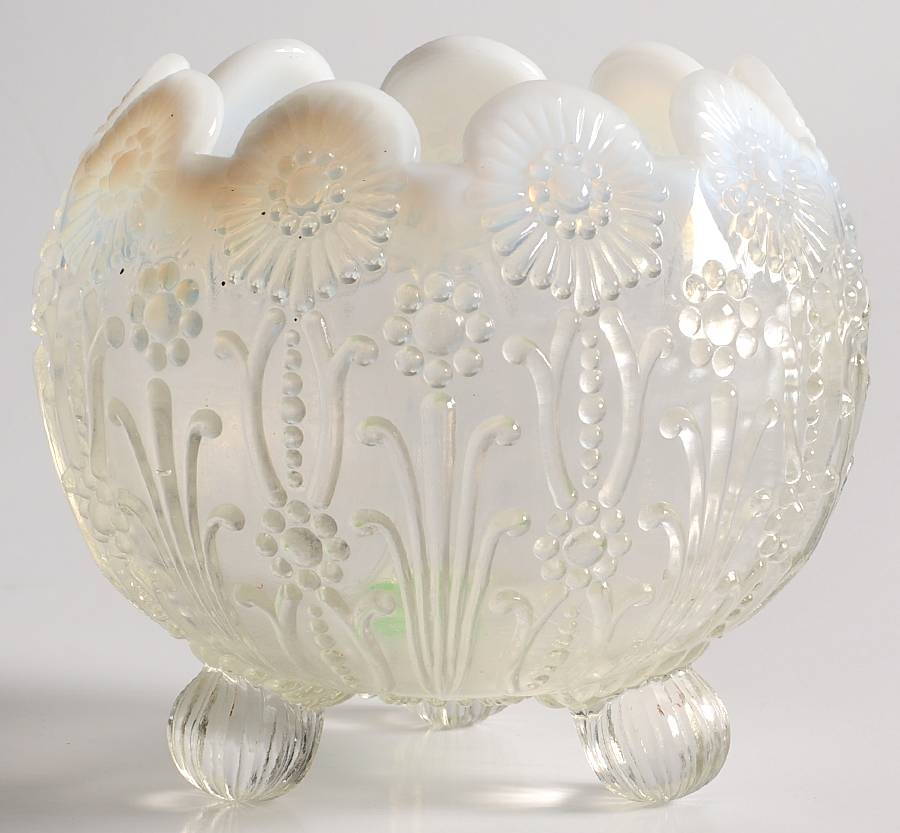 Pearl Flowers-White Opalescent 5" Rose Bowl by Northwood-1