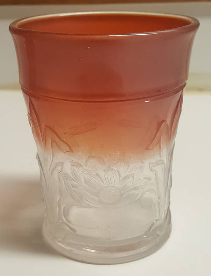 Waterlily and Cattails Marigold Flat Tumbler by Northwood-1