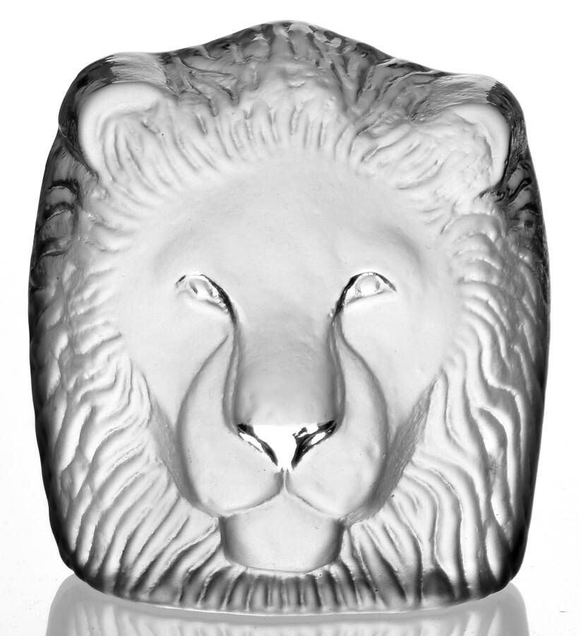 Animals & Figurines Lion Head by Nybro Crystal-1