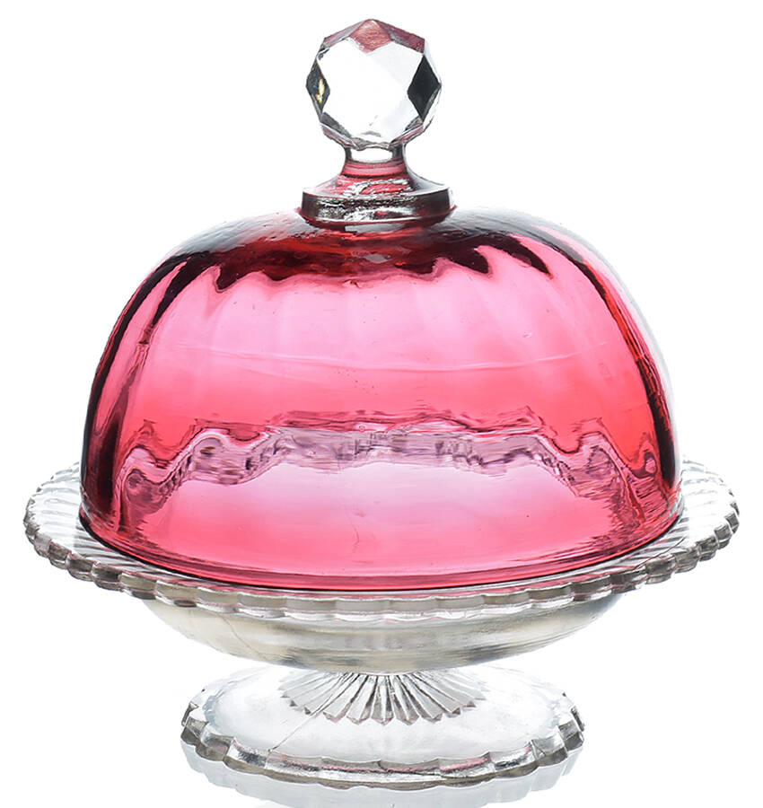 Royal Gem Cranberry Round Covered Butter by Northwood-1
