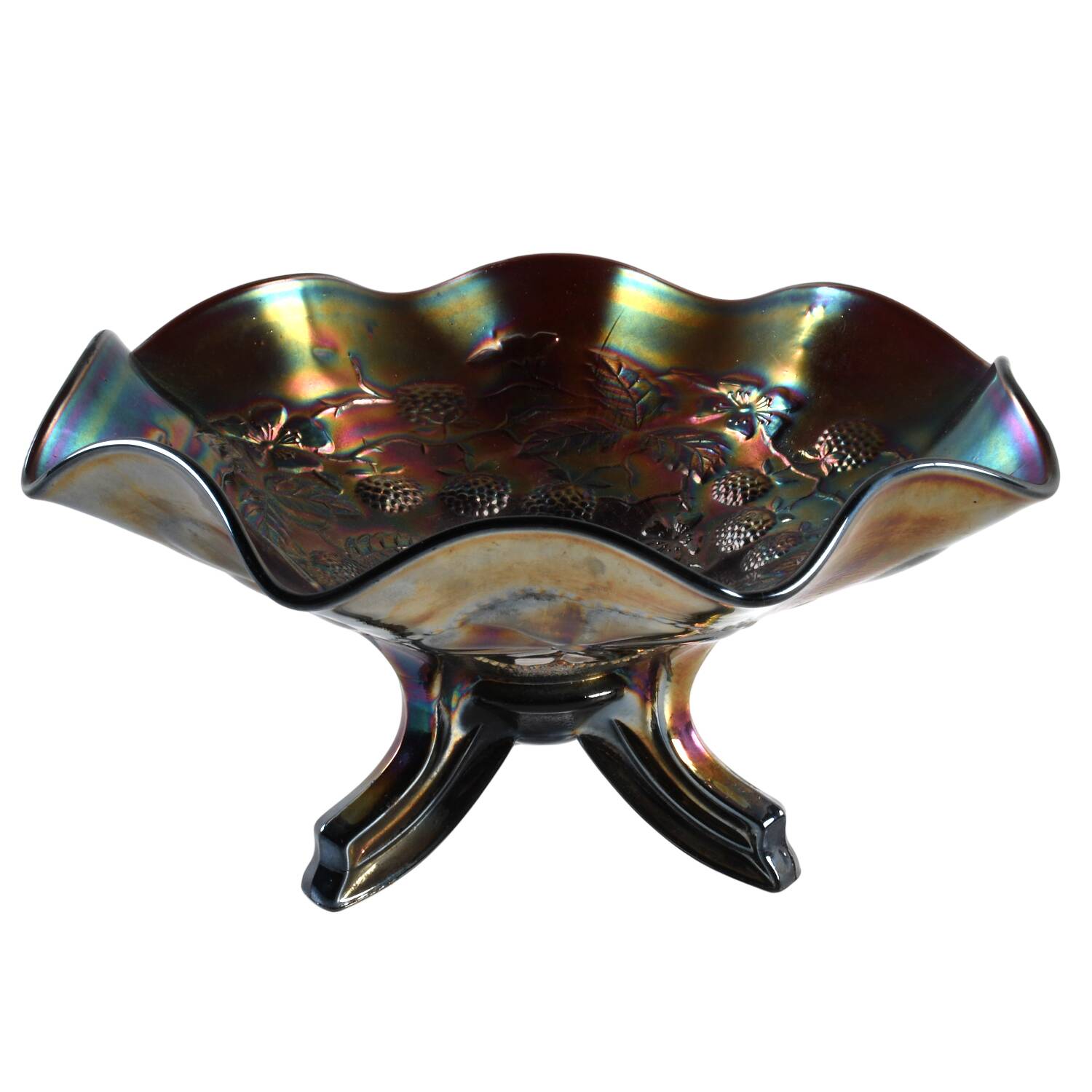 Daisy & Plume-Amethyst Carnival 3-Footed Open Candy Dish by Northwood-1