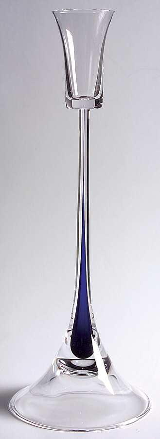 Intermezzo Blue 12" Tall Single Light Candlestick by Orrefors-1
