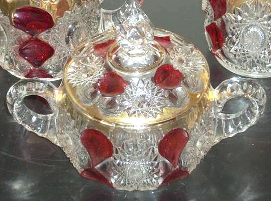 Gloria Ruby Flash Sugar Bowl & Lid by Ohio Flint-1