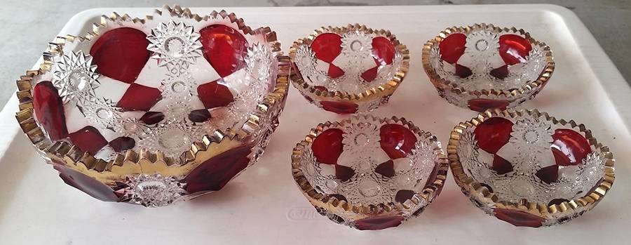 Gloria Ruby Flash Large Fruit Bowl by Ohio Flint-1