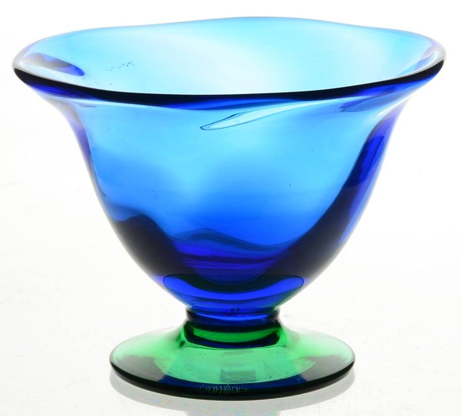 Louise Blue Green 5" Footed Bowl by Orrefors-1