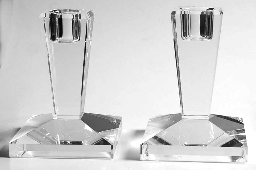 Alanna (Set of 2) 4" Single Light Candlesticks by Oleg Cassini-1