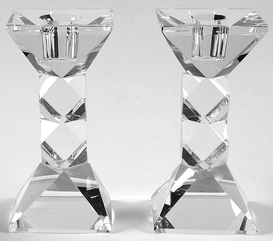 Twist Candlestick/Single Lt 5" (Set of 2) by Oleg Cassini-1