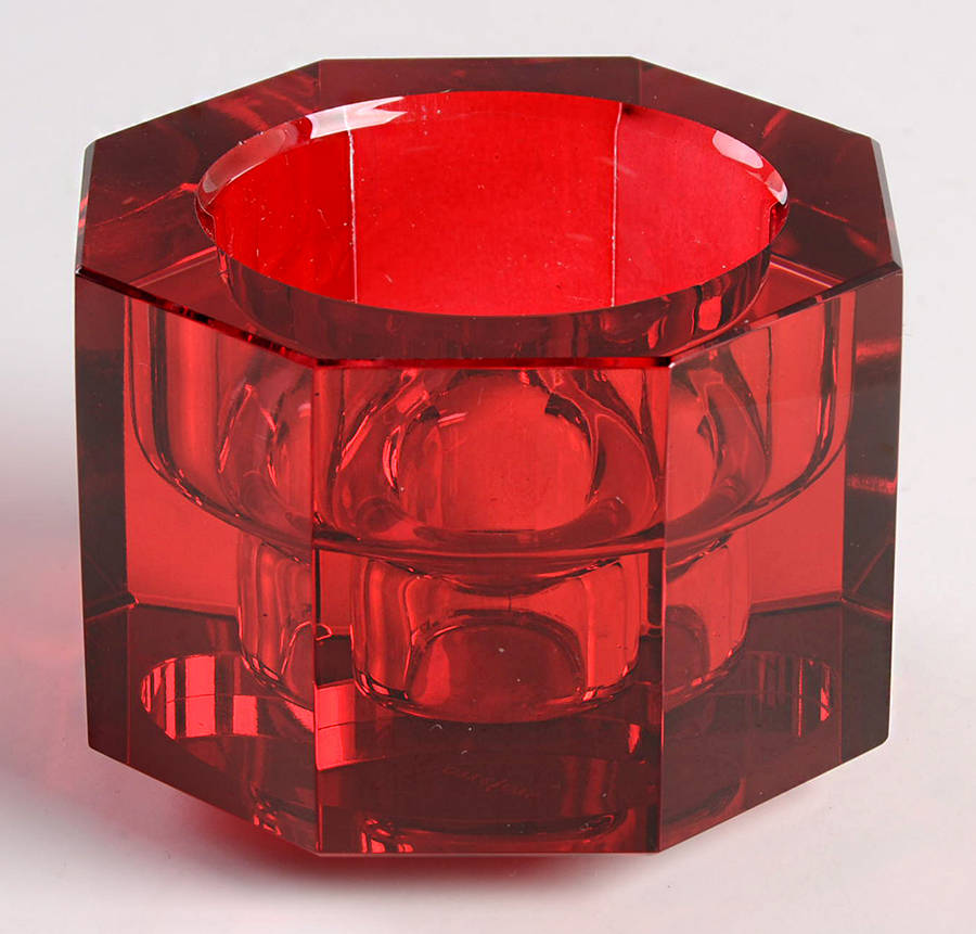Totem Red Tranquility Candlestick by Orrefors-1