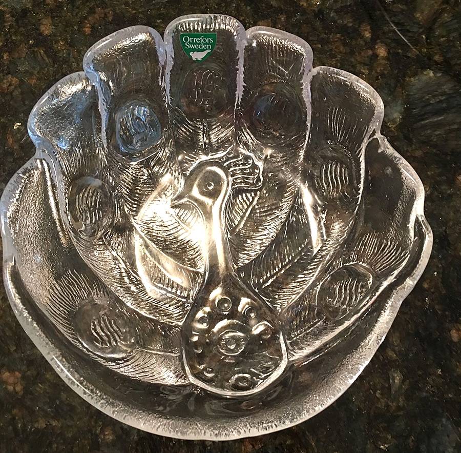 Peacock Individual Salad Bowl by Orrefors-1