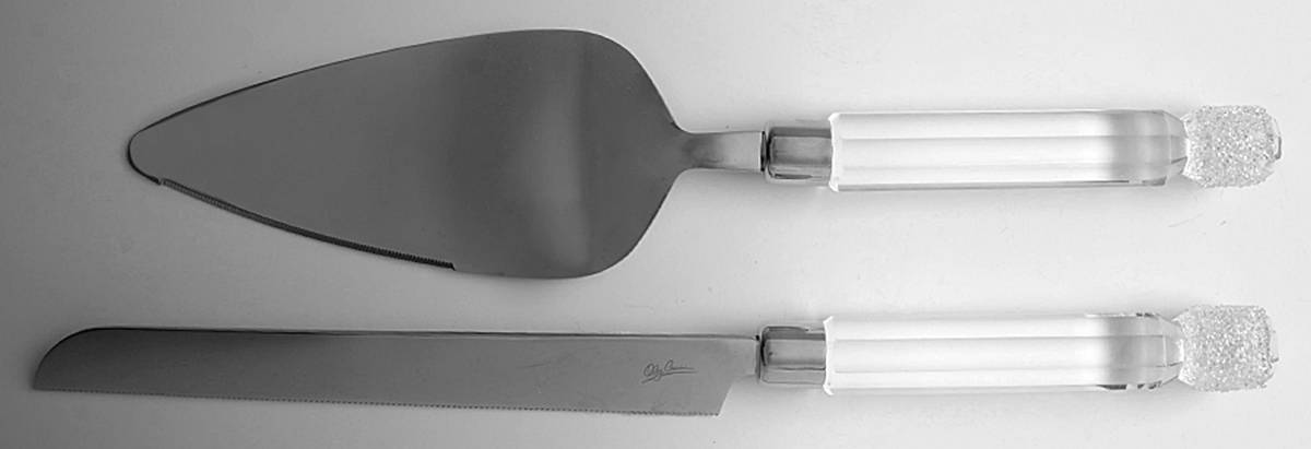 Ice Crystals (2 Piece) Cake Serving Set (Knife & Server) by Oleg Cassini-1