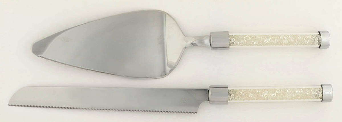 Crystal Diamond Champagne (2 Piece) Cake Serving Set (Knife & Server) by Oleg Cassini-1