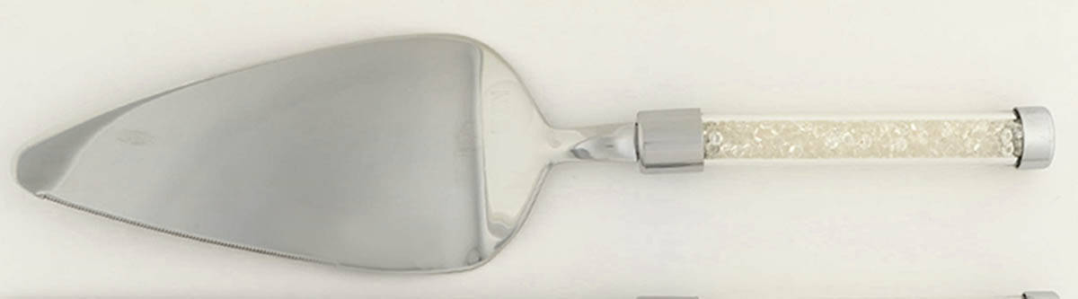 Crystal Diamond Champagne Cake Server Stainless Blade by Oleg Cassini-1
