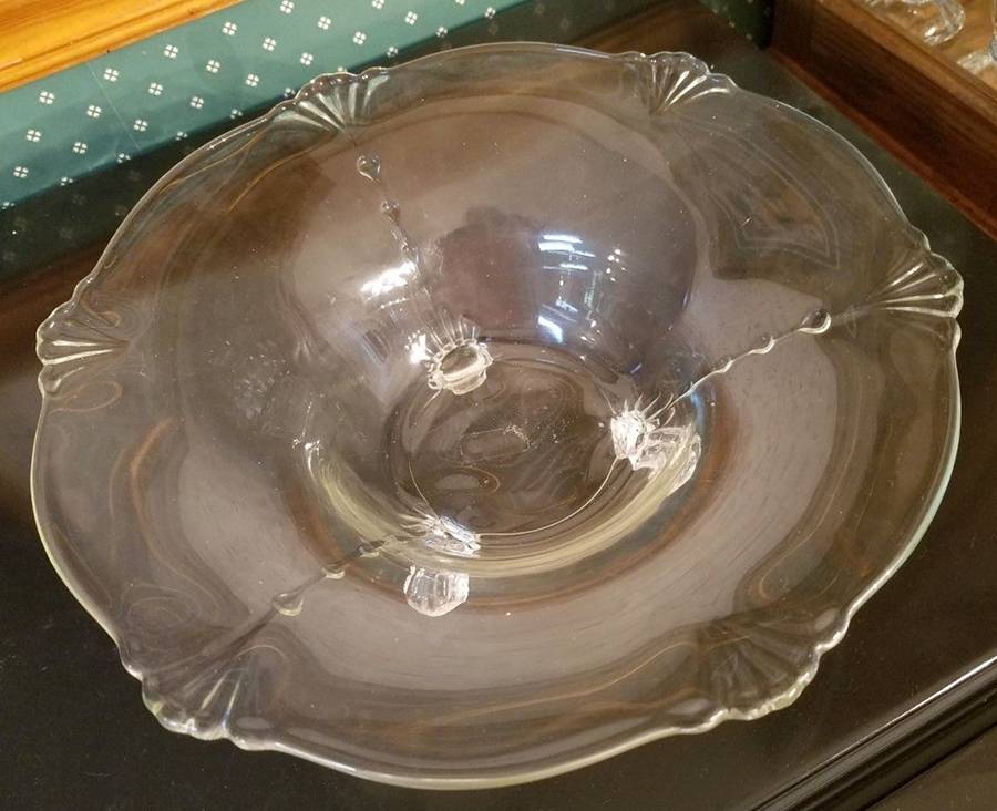 Crow's Foot Clear (Round) 11" 3-Toed Footed Bowl by Paden City-1