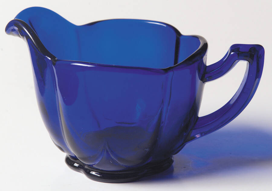 Crow's Foot Blue Creamer by Paden City-1