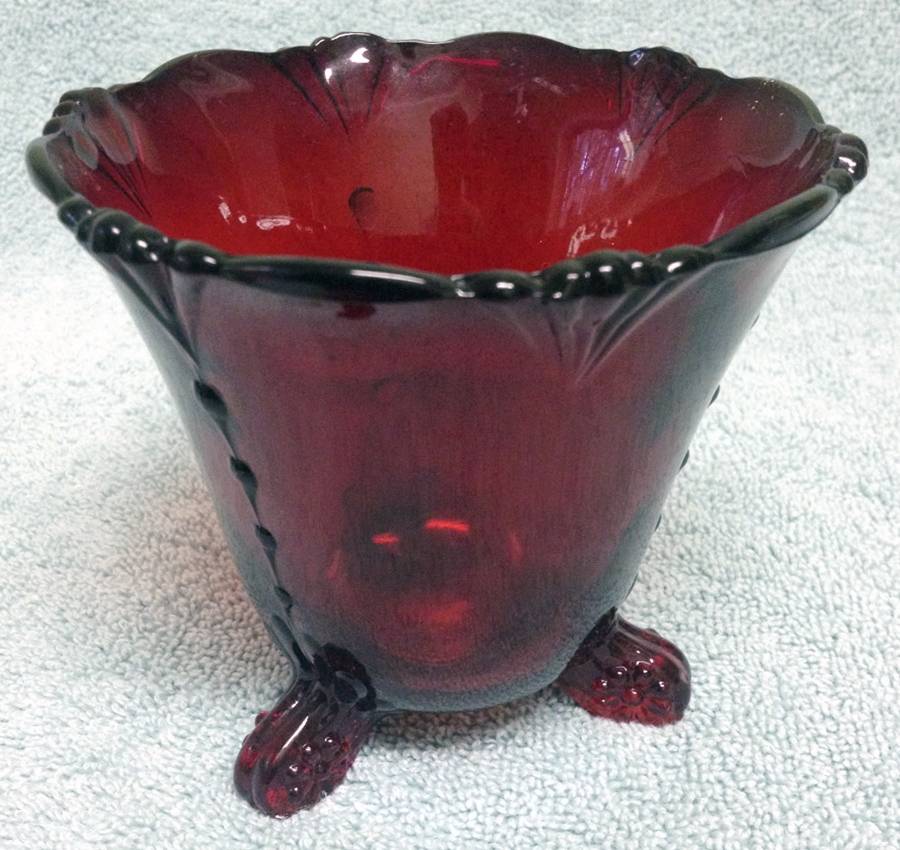 Crow's Foot Ruby Footed Mayonnaise Bowl by Paden City-1