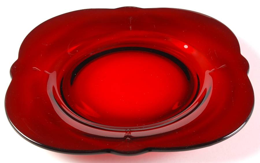Crow's Foot Ruby Square Luncheon Plate by Paden City-1