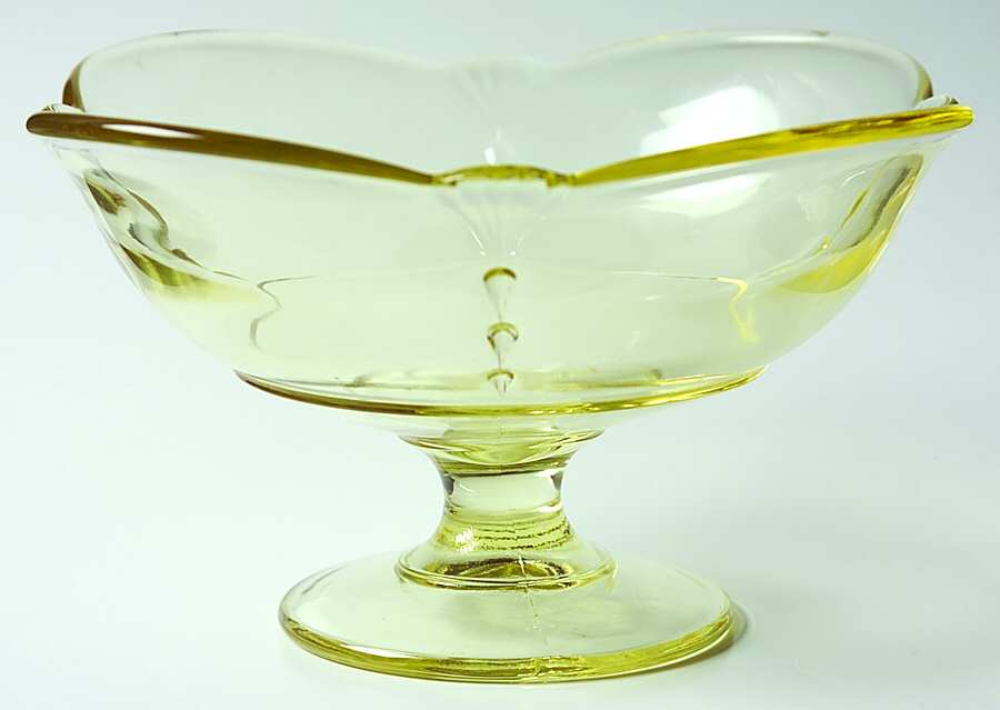 Crow's Foot Square Yellow Round Compote (Height X Width) by Paden City-1
