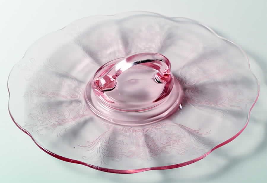 Cupid Pink Center Handle Tray by Paden City-1