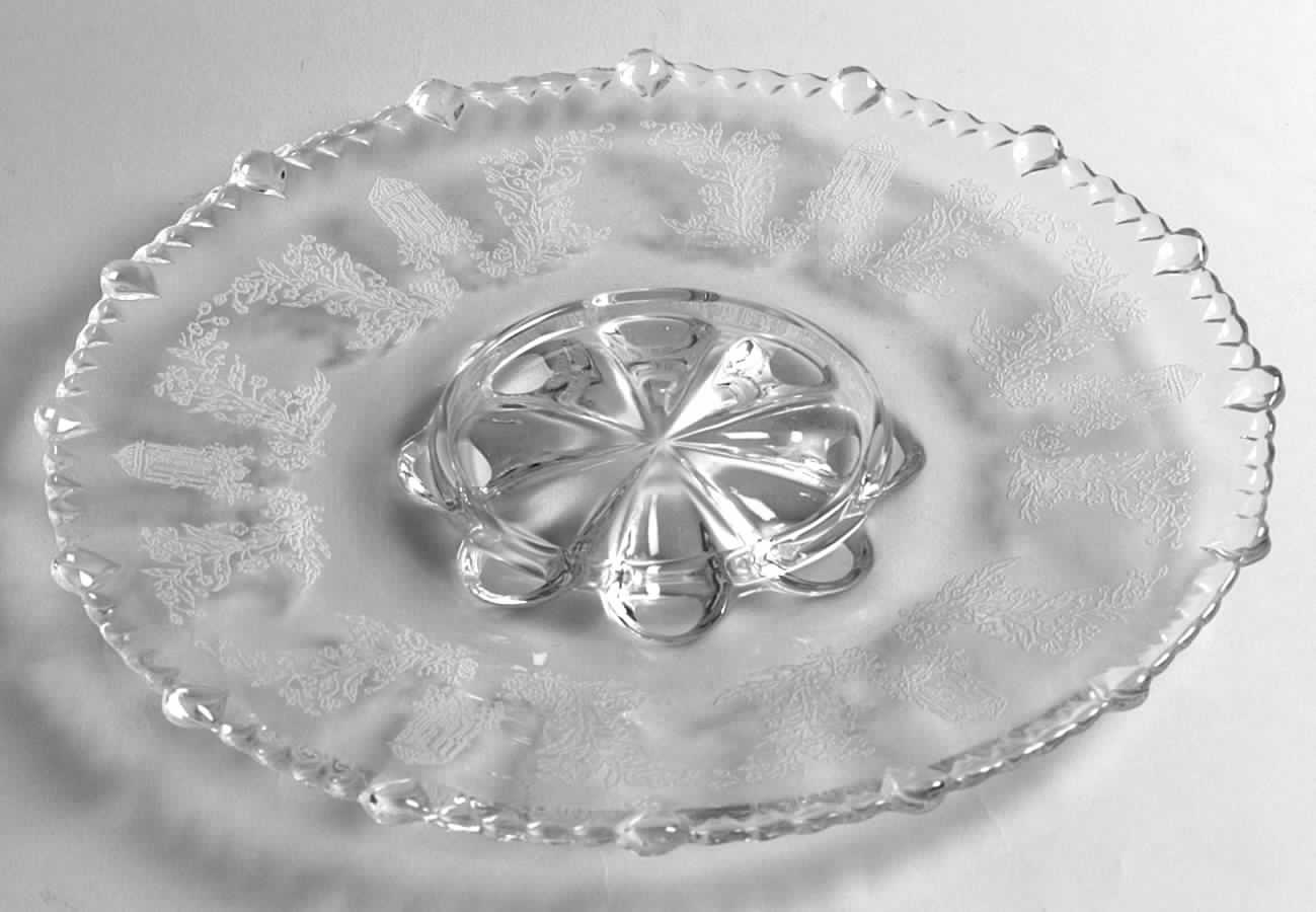 Gazebo Clear Cheese & Cracker Plate by Paden City-1