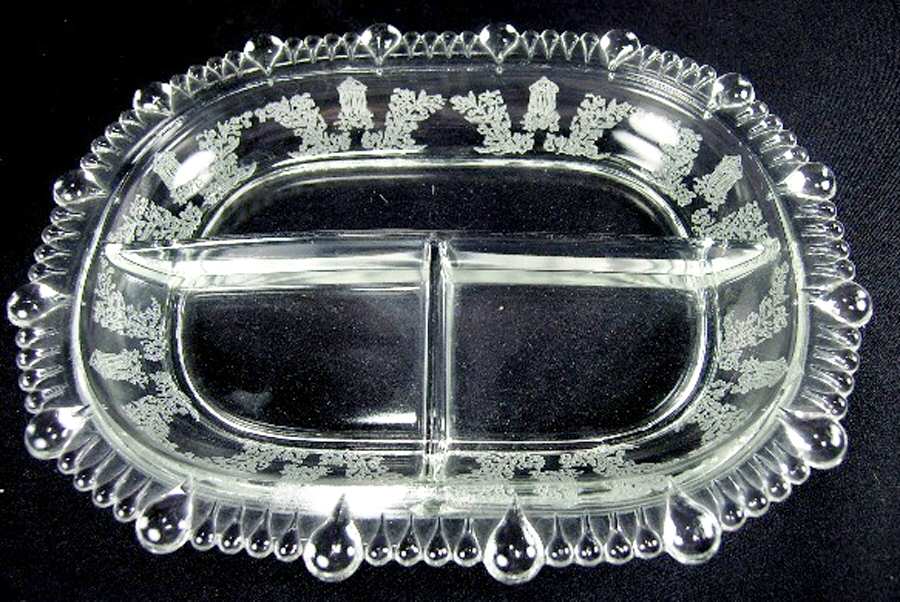 Gazebo Clear 10" Oval 3 Part Celery/Relish by Paden City-1