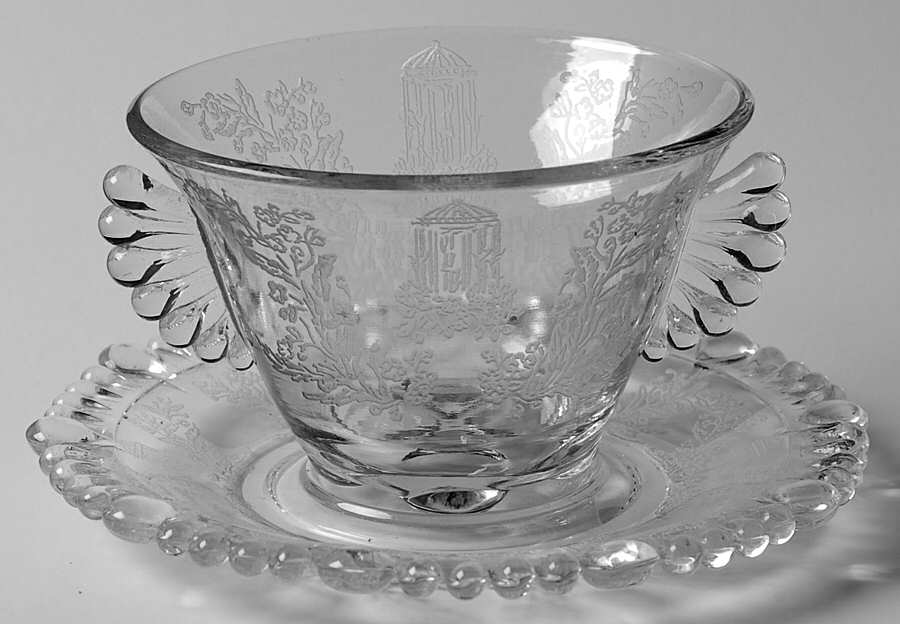 Gazebo Clear Mayonnaise Bowl and Underplate by Paden City-1