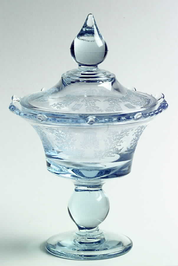 Gazebo Blue Candy Dish & Lid by Paden City-1