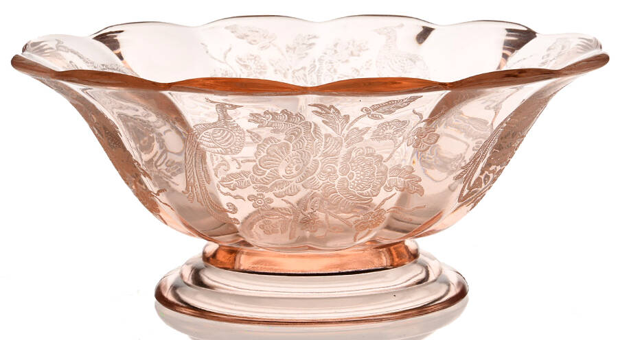Nora Bird Pink Oval Vegetable Bowl by Paden City-1