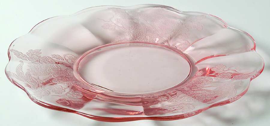Nora Bird Pink 8" Salad Plate by Paden City-1