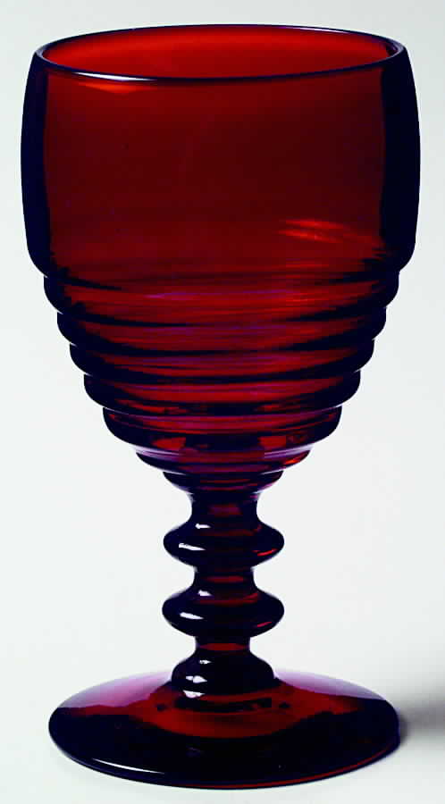 Penny Line Ruby Water Goblet by Paden City-1