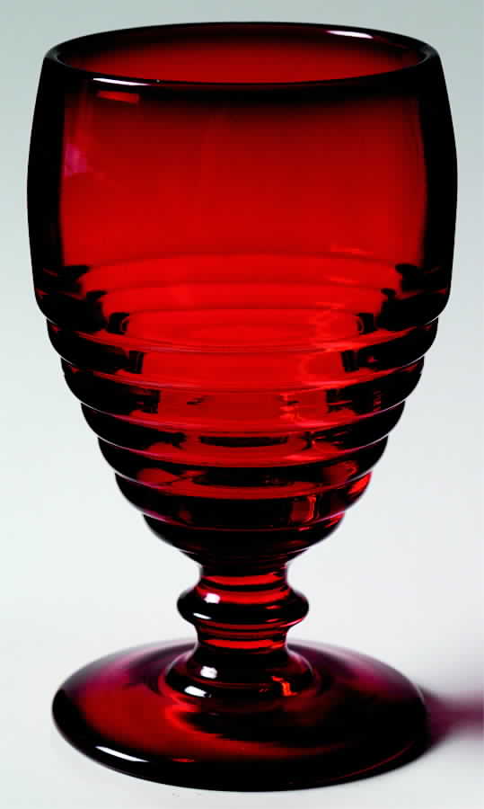 Penny Line Ruby Low Water Goblet by Paden City-1