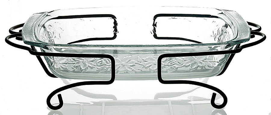 Fantasia Rectangular Baker & Metal Holder by Princess House-1