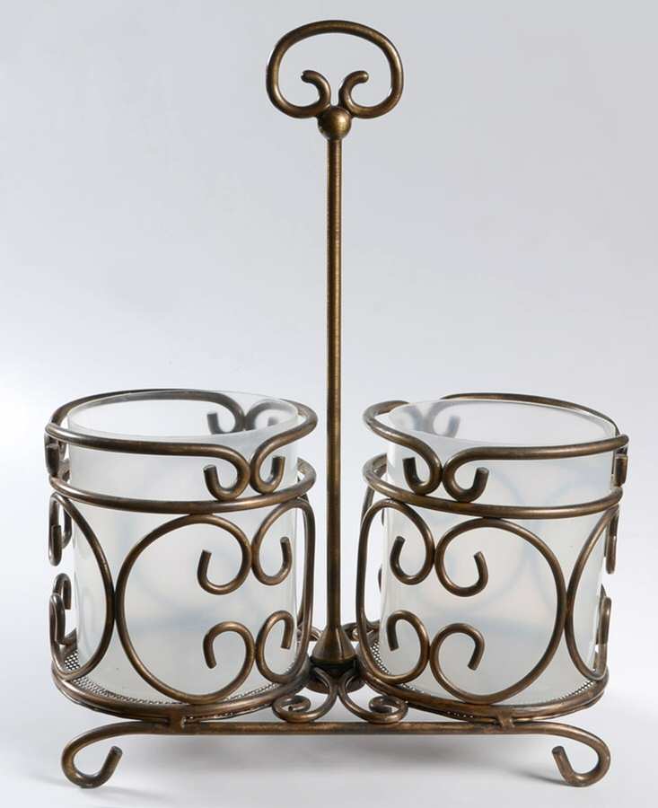 Fantasia Metal Wine Beverage Caddy w/Plastic Wine Holders by Princess House-1