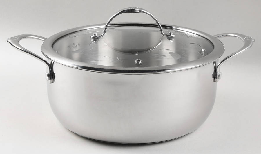 Heritage 4 Qt Metal Casserole & Glass Lid by Princess House-1