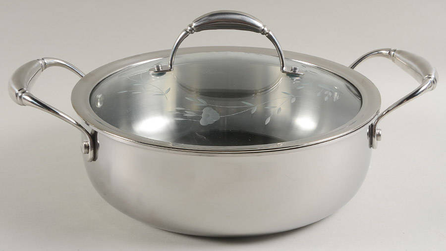 Heritage 3.5 Qt Non Stick Stainless & Glass Saucepan by Princess House-1