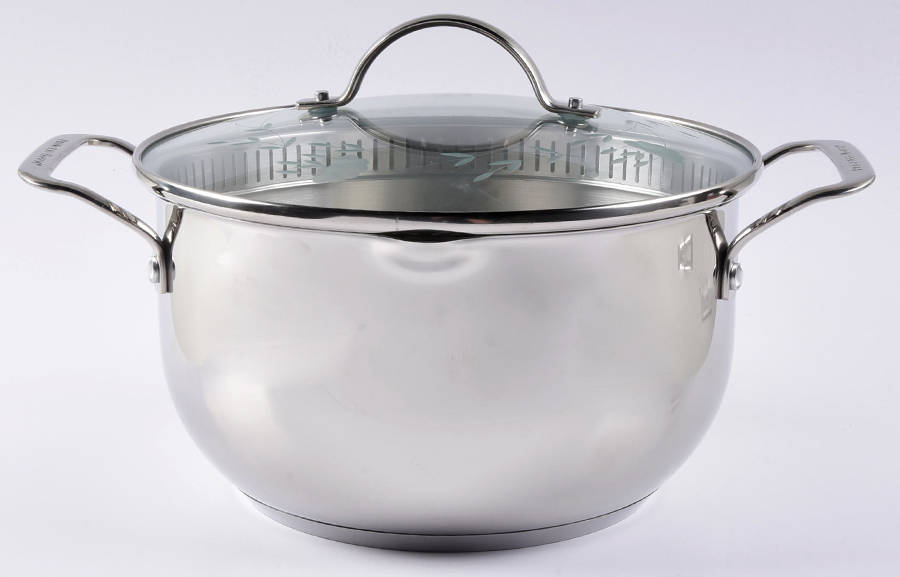 Heritage 4.5 Qt Stainless Straining Casserole & Glass Lid by Princess House-1