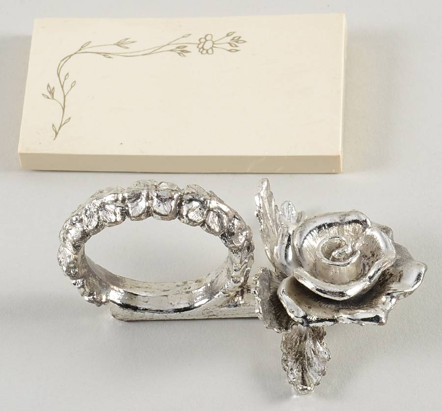 Heritage Metal Napkin Ring/Card Holder w/Box of Placards by Princess House-1