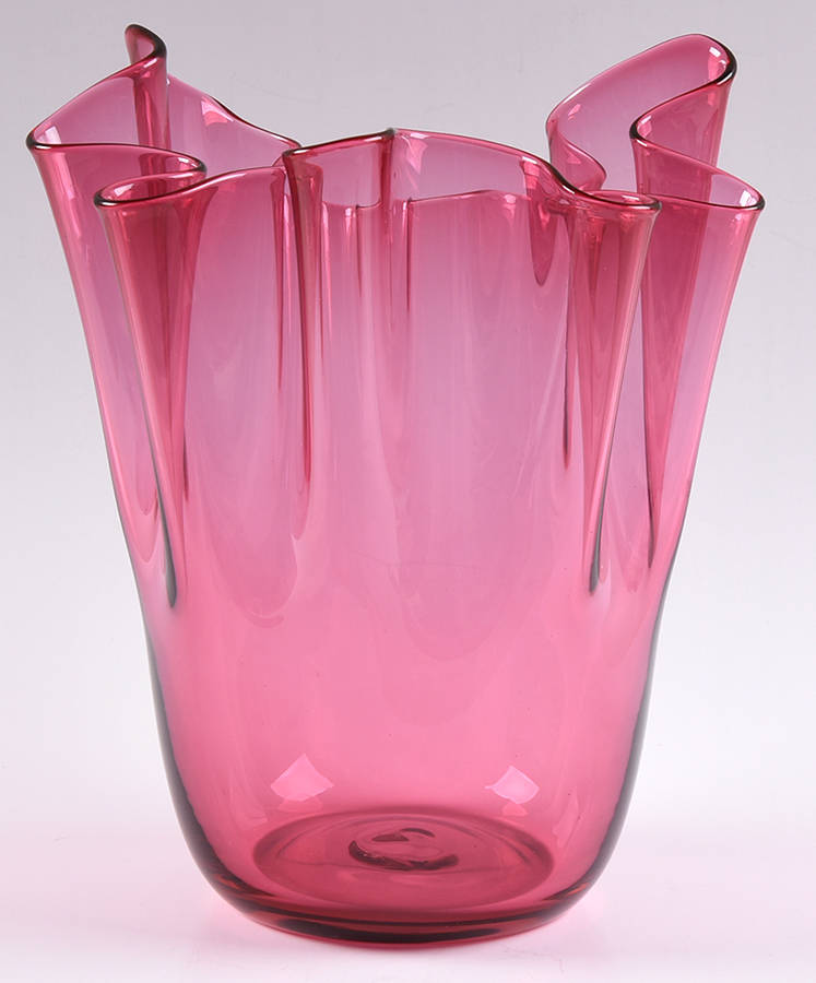 Cranberry 8"-12" Handkerchief Vase by Pilgrim Glass-1