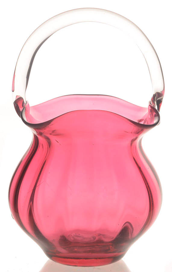 Cranberry 5" Basket by Pilgrim Glass-1