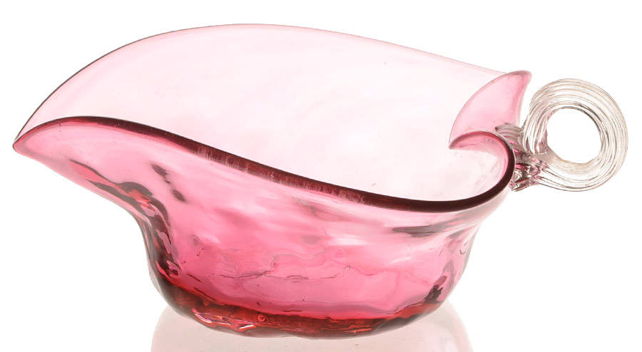 Cranberry 5" 1 Handle Triangular Nappy by Pilgrim Glass-1