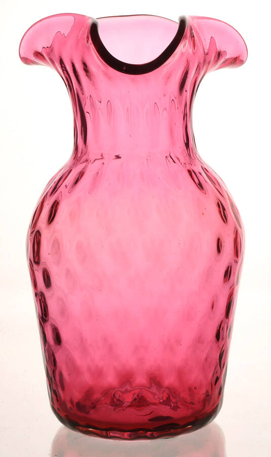 Cranberry 7" Crimped Vase by Pilgrim Glass-1
