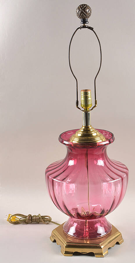 Cranberry 29" Electric Lamp Base by Pilgrim Glass-1
