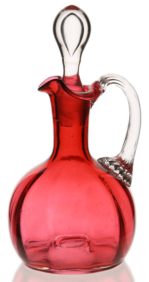 Cranberry Cruet & Stopper by Pilgrim Glass-1