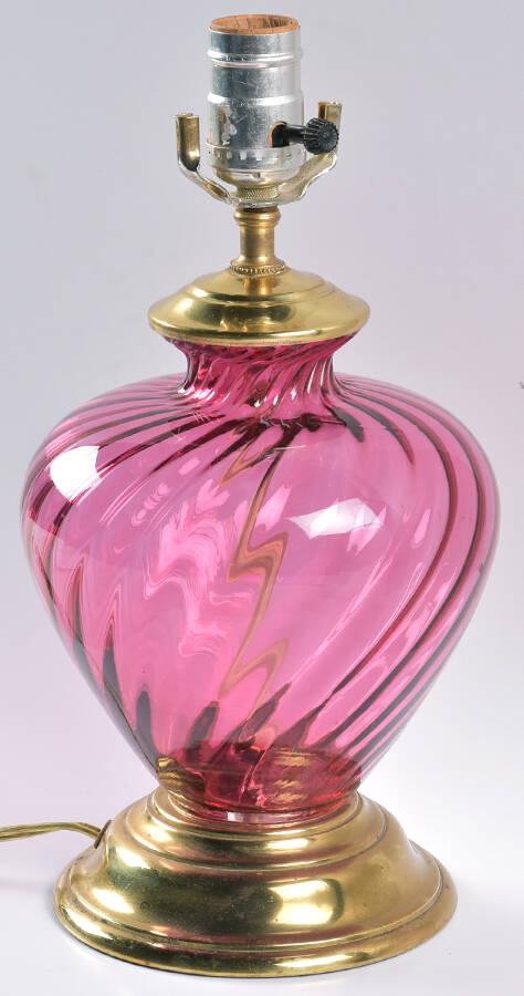 Cranberry 18" Electric Lamp Base by Pilgrim Glass-1