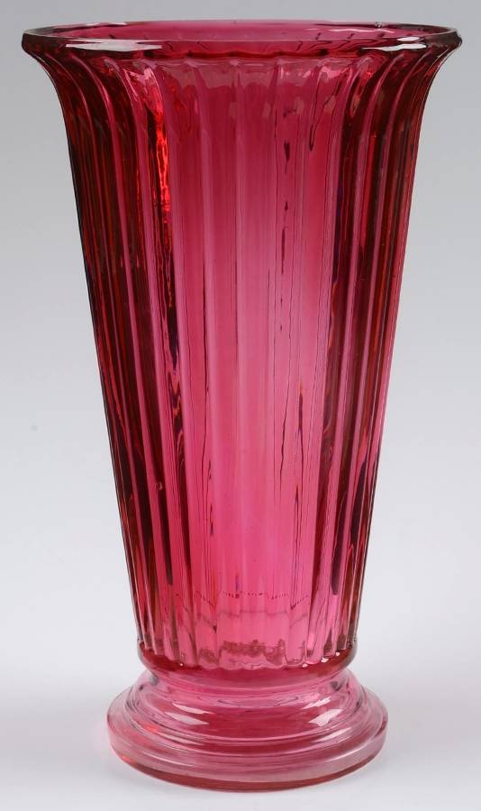 Cranberry 10" Flower Vase by Pilgrim Glass-1
