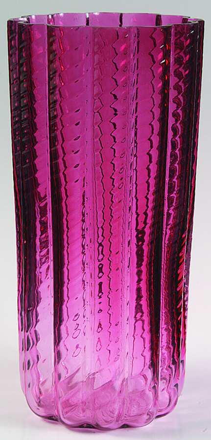 Cranberry 10" Ionic Vase by Pilgrim Glass-1