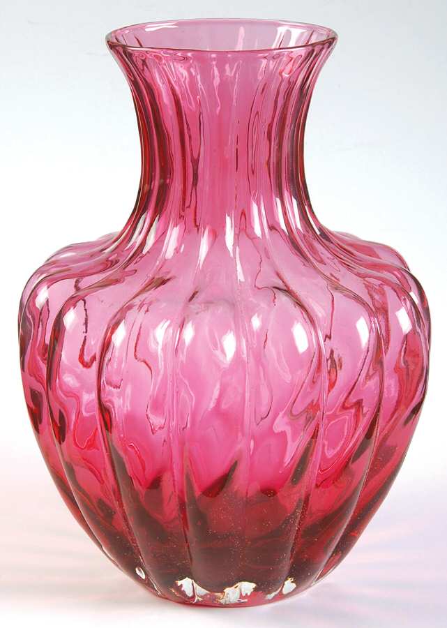 Cranberry 6" Flower Vase by Pilgrim Glass-1