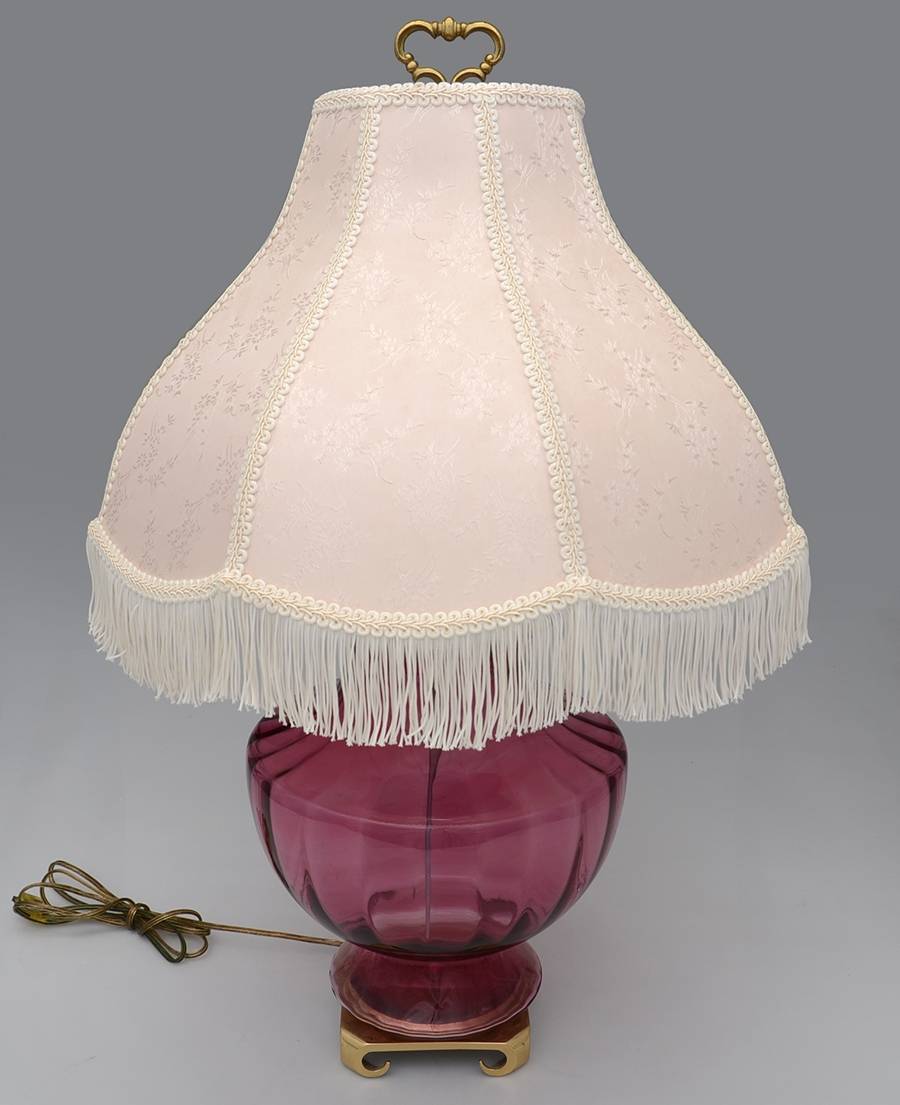 Cranberry 27" Electric Lamp & Shape by Pilgrim Glass-1
